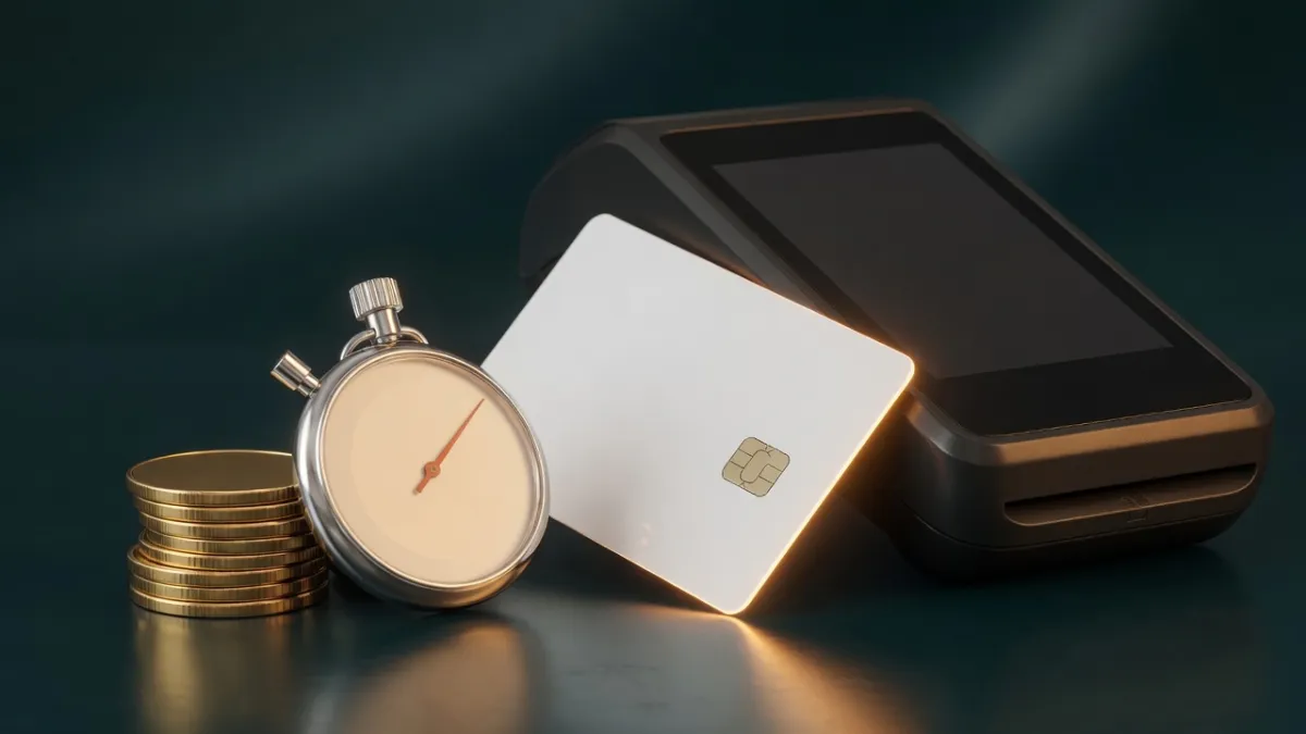 Gouden munten, smartphone en stopwatch – snelle uitbetalingen